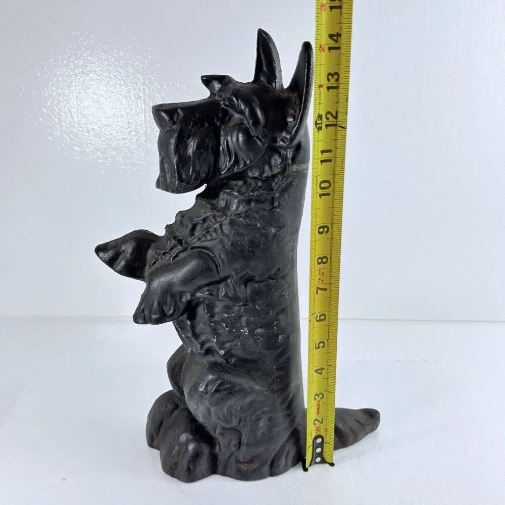 Vintage Cast Iron Scottie Dog Doorstop Begging Scottish Terrier Black 15